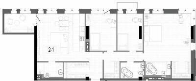 2-комнатная 145.1 м² в КД на Короленко от 28 700 грн/м², Днепр