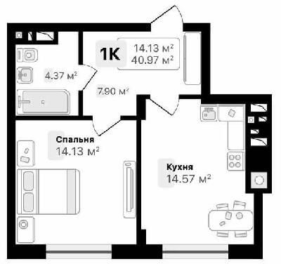 1-кімнатна 40.97 м² в ЖК AUROOM FOREST від 18 000 грн/м², м. Винники