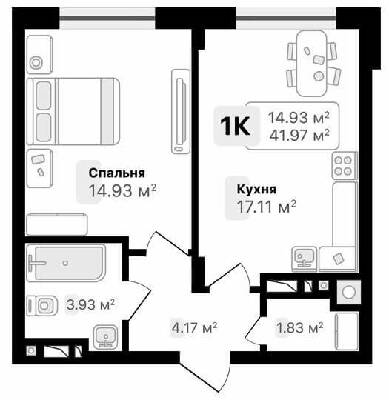 1-кімнатна 41.97 м² в ЖК AUROOM FOREST від 20 800 грн/м², м. Винники