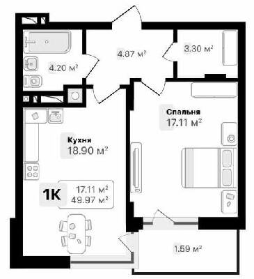 1-кімнатна 49.97 м² в ЖК AUROOM FOREST від 15 200 грн/м², м. Винники