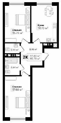 2-кімнатна 65.79 м² в ЖК AUROOM FOREST від 19 850 грн/м², м. Винники