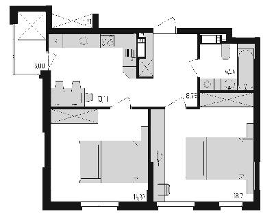 2-комнатная 61.47 м² в ЖК Современный квартал от 30 000 грн/м², Киев