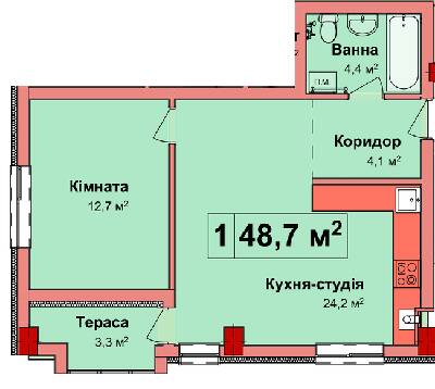 Однокімнатні в КБ Карнаухова 58