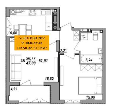 2-кімнатна 51.91 м² в ЖК Адамант від 13 800 грн/м², Тернопіль