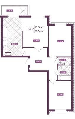 3-комнатная 83.96 м² в ЖК Голосеевский от 53 359 грн/м², Киев