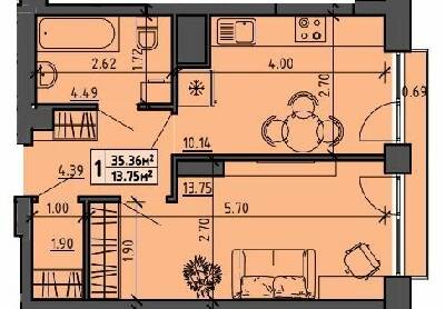 1-кімнатна 35.36 м² в ЖК на вул. Винниченко, 8а від 16 500 грн/м², Тернопіль