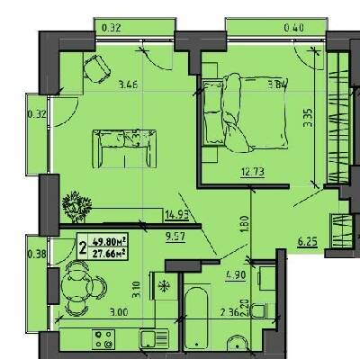 2-кімнатна 49.8 м² в ЖК на вул. Винниченко, 8а від 16 300 грн/м², Тернопіль
