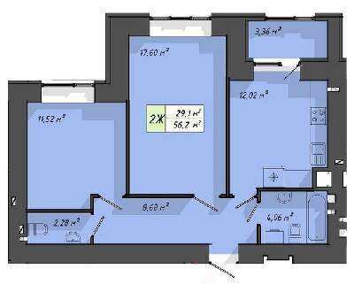 2-кімнатна 56.2 м² в ЖК Львівський від 18 000 грн/м², Тернопіль