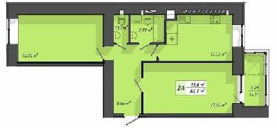 2-кімнатна 63.7 м² в ЖК Львівський від 18 000 грн/м², Тернопіль