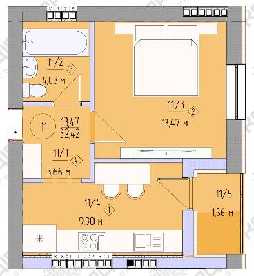 1-кімнатна 32.42 м² в ЖК Брест від 18 700 грн/м², Ужгород