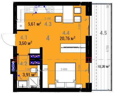 1-кімнатна 36.97 м² в ЖК R23 від 23 300 грн/м², Ужгород