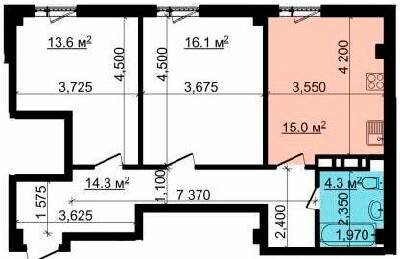 2-кімнатна 63.3 м² в ЖК Криптон від 22 000 грн/м², Харків