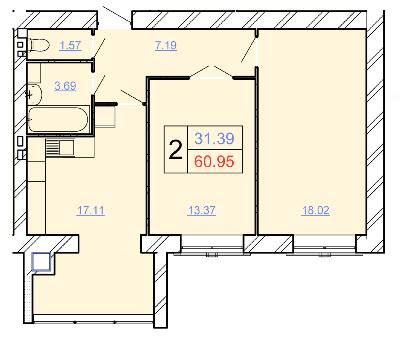 2-комнатная 60.95 м² в ЖК Avila Lux II от 19 000 грн/м², Хмельницкий