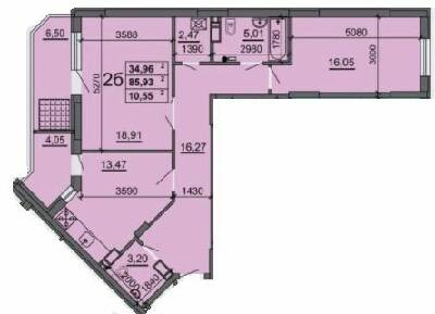 2-комнатная 85.93 м² в ЖК на ул. Смелянская, 48, 50, 54 от 17 000 грн/м², Черкассы