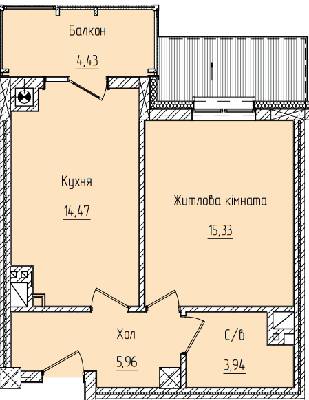 1-комнатная 44.13 м² в ЖК Научный от 19 750 грн/м², Черновцы