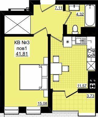 1-комнатная 41.81 м² в ЖК Фордевинд от 22 350 грн/м², Черновцы
