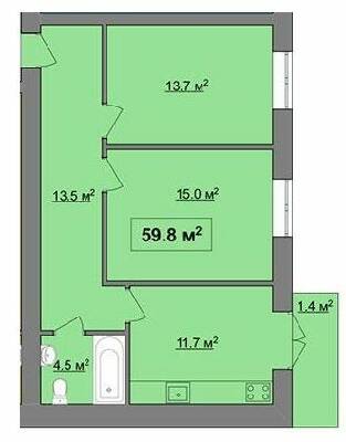 2-комнатная 59.8 м² в ЖК Квартал Карпатский от 12 900 грн/м², Ивано-Франковск