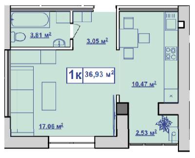 1-кімнатна 36.93 м² в ЖК Парковий маєток від 11 000 грн/м², Івано-Франківськ
