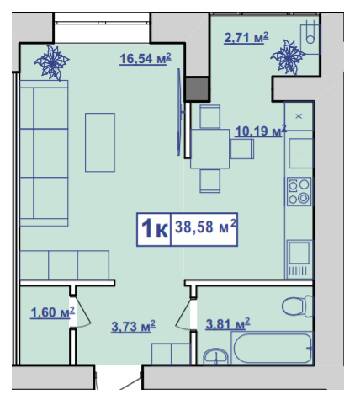 1-кімнатна 38.58 м² в ЖК Парковий маєток від 11 000 грн/м², Івано-Франківськ