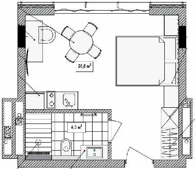 1-кімнатна 25.3 м² в Апарт-комплекс Le Méandre від 51 000 грн/м², с. Поляниця