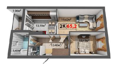 2-комнатная 65.2 м² в ЖК Квартал Краковский от 13 300 грн/м², с. Волчинец