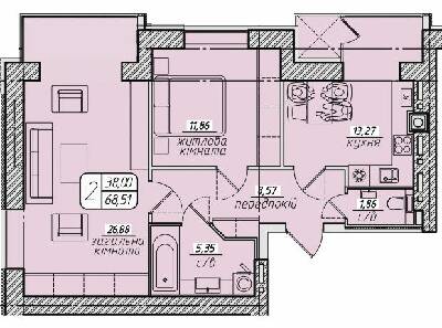 2-кімнатна 68.51 м² в ЖК Західний від 17 500 грн/м², Вінниця