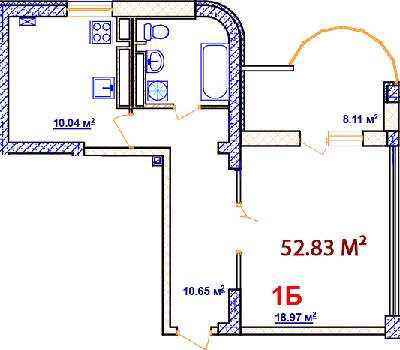 1-комнатная 52.83 м² в ЖК Комфорт от 14 000 грн/м², Винница