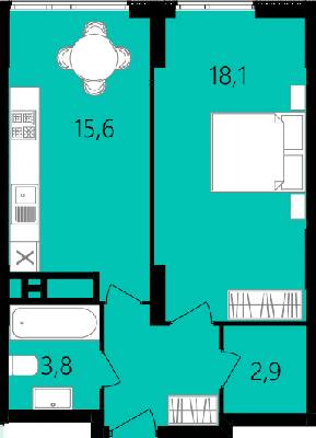 1-комнатная 44.9 м² в ЖК Лесопарковый от 24 000 грн/м², Винница