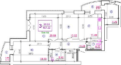 3-комнатная 107.22 м² в ЖМ Подолье от 22 050 грн/м², Винница
