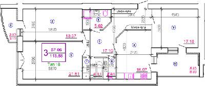 3-комнатная 113.68 м² в ЖМ Подолье от 22 050 грн/м², Винница