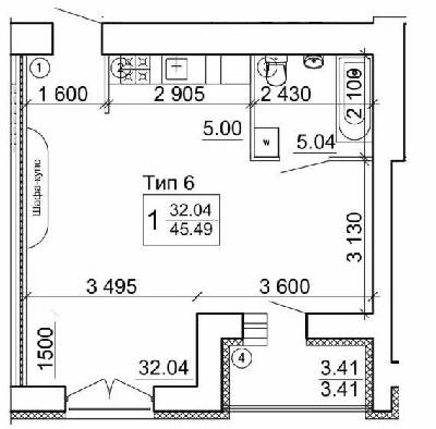1-комнатная 45.49 м² в Мкрн Академический от 16 450 грн/м², Винница