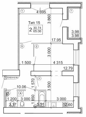 2-комнатная 65.06 м² в Мкрн Академический от 18 500 грн/м², Винница