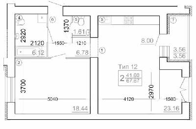 2-комнатная 67.67 м² в Мкрн Академический от 18 500 грн/м², Винница