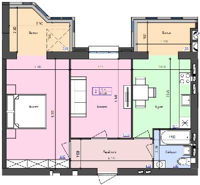2-кімнатна 57.06 м² в ЖК Атлант від 17 500 грн/м², Луцьк