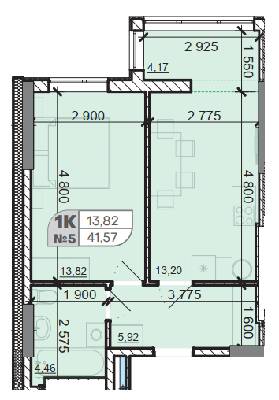 1-кімнатна 41.57 м² в ЖК Акварель-8 від 18 450 грн/м², с. Лиманка