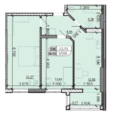 2-кімнатна 61.96 м² в ЖК Акварель-8 від 21 150 грн/м², с. Лиманка