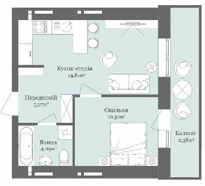 1-кімнатна 37.07 м² в ЖК West Towers від 20 250 грн/м², Ужгород