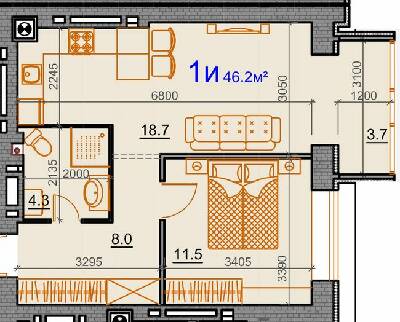 1-комнатная 46.2 м² в ЖК Курортный от 26 268 грн/м², Николаев