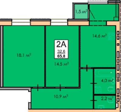 2-комнатная 65.8 м² в ЖК Andorra от 17 000 грн/м², Черкассы