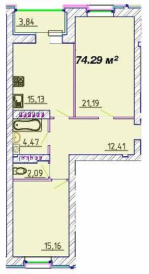2-комнатная 74.29 м² в ЖК Графський от 18 900 грн/м², Черкассы