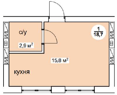1-кімнатна 18.7 м² в ЖК Нова Данія від 20 600 грн/м², с. Софіївська Борщагівка