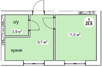 1-кімнатна 23.6 м² в ЖК Нова Данія від 20 600 грн/м², с. Софіївська Борщагівка