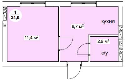 1-кімнатна 24 м² в ЖК Нова Данія від 20 600 грн/м², с. Софіївська Борщагівка