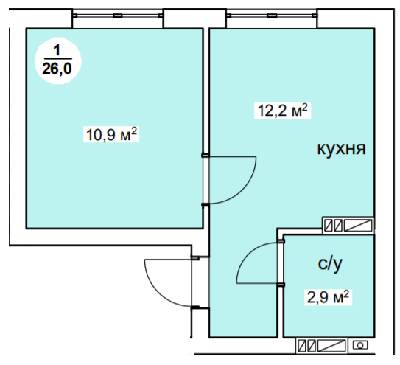 1-кімнатна 26 м² в ЖК Нова Данія від 22 500 грн/м², с. Софіївська Борщагівка