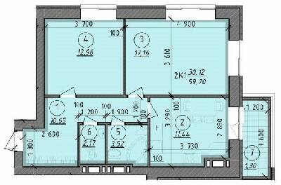 2-кімнатна 59.2 м² в ЖК Французький бульвар від 16 650 грн/м², м. Вишгород