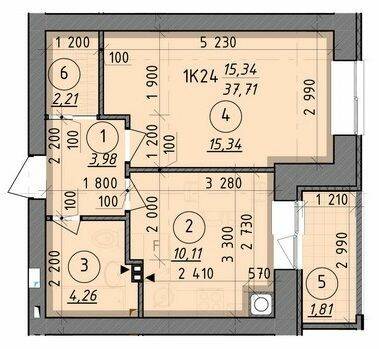1-комнатная 37.71 м² в ЖК Французский бульвар от 18 650 грн/м², г. Вышгород