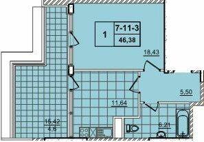1-комнатная 46.38 м² в ЖК 52 Жемчужина (Pechersk Plaza) от 73 800 грн/м², Киев