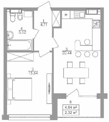 1-кімнатна 48.63 м² в ЖК Greenville на Печерську від 55 500 грн/м², Київ