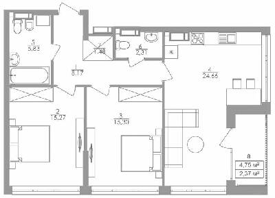 2-кімнатна 75.39 м² в ЖК Greenville на Печерську від 58 350 грн/м², Київ