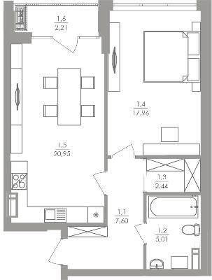 1-кімнатна 56.17 м² в ЖК Greenville на Печерську від 70 100 грн/м², Київ